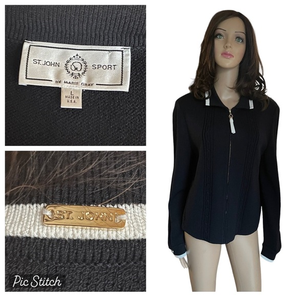 St. John sport Jackets & Coats Knit Zip Front Blazer size L - Picture 1 of 12